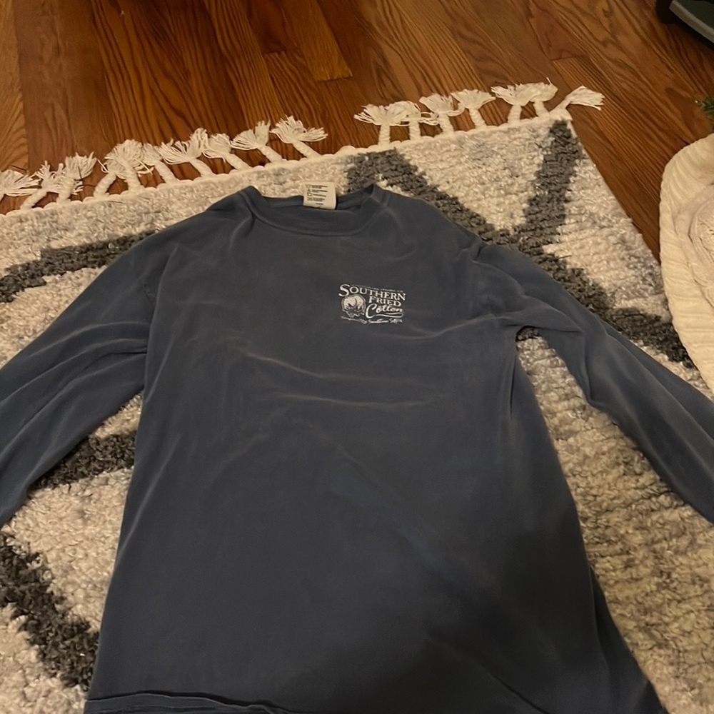 Dark blue and hot pink long sleeve southern fried cotton